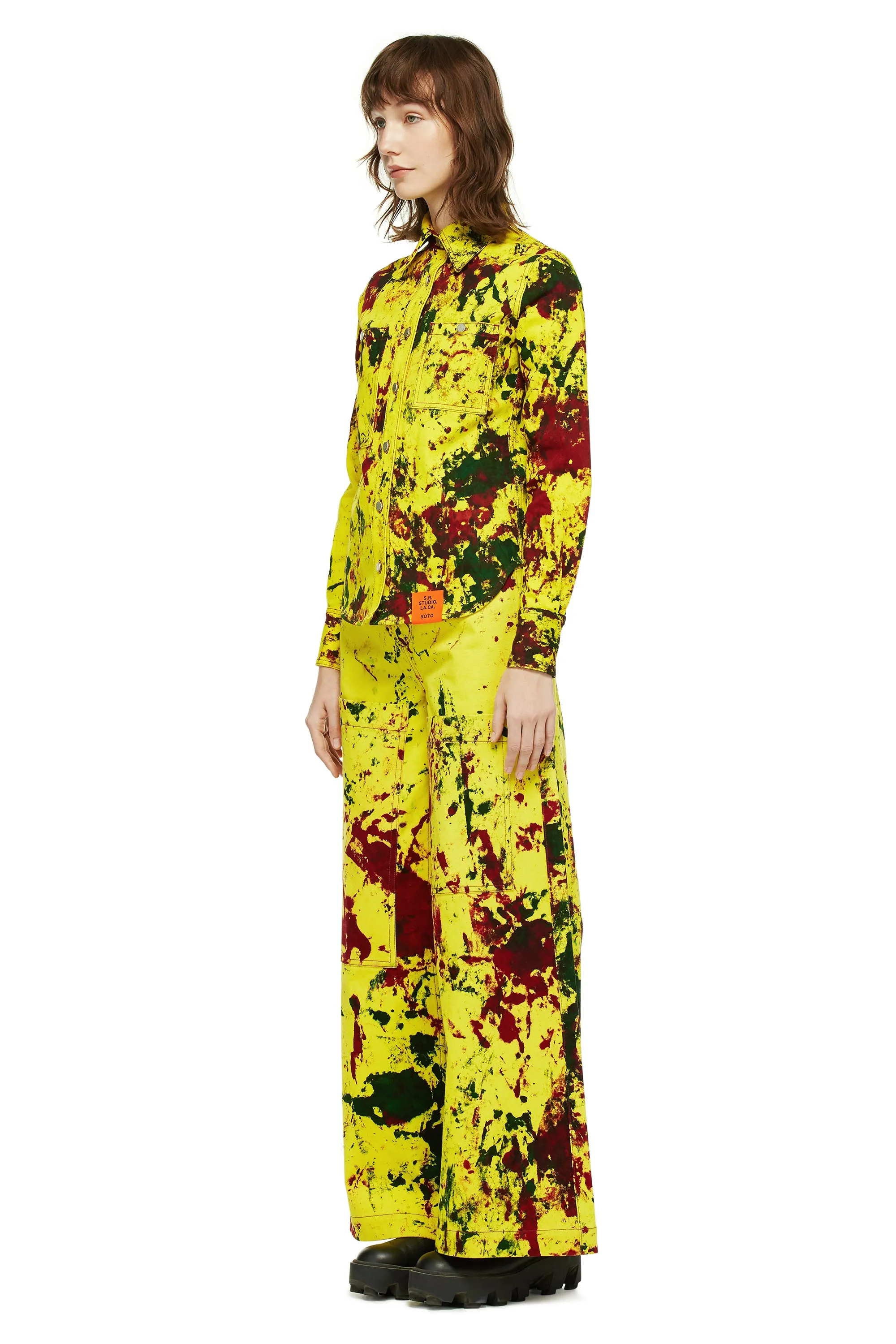HAND-DYED Y.P.M. SOTO WOMEN'S LONG SLEEVE BUTTON DOWN SHIRT