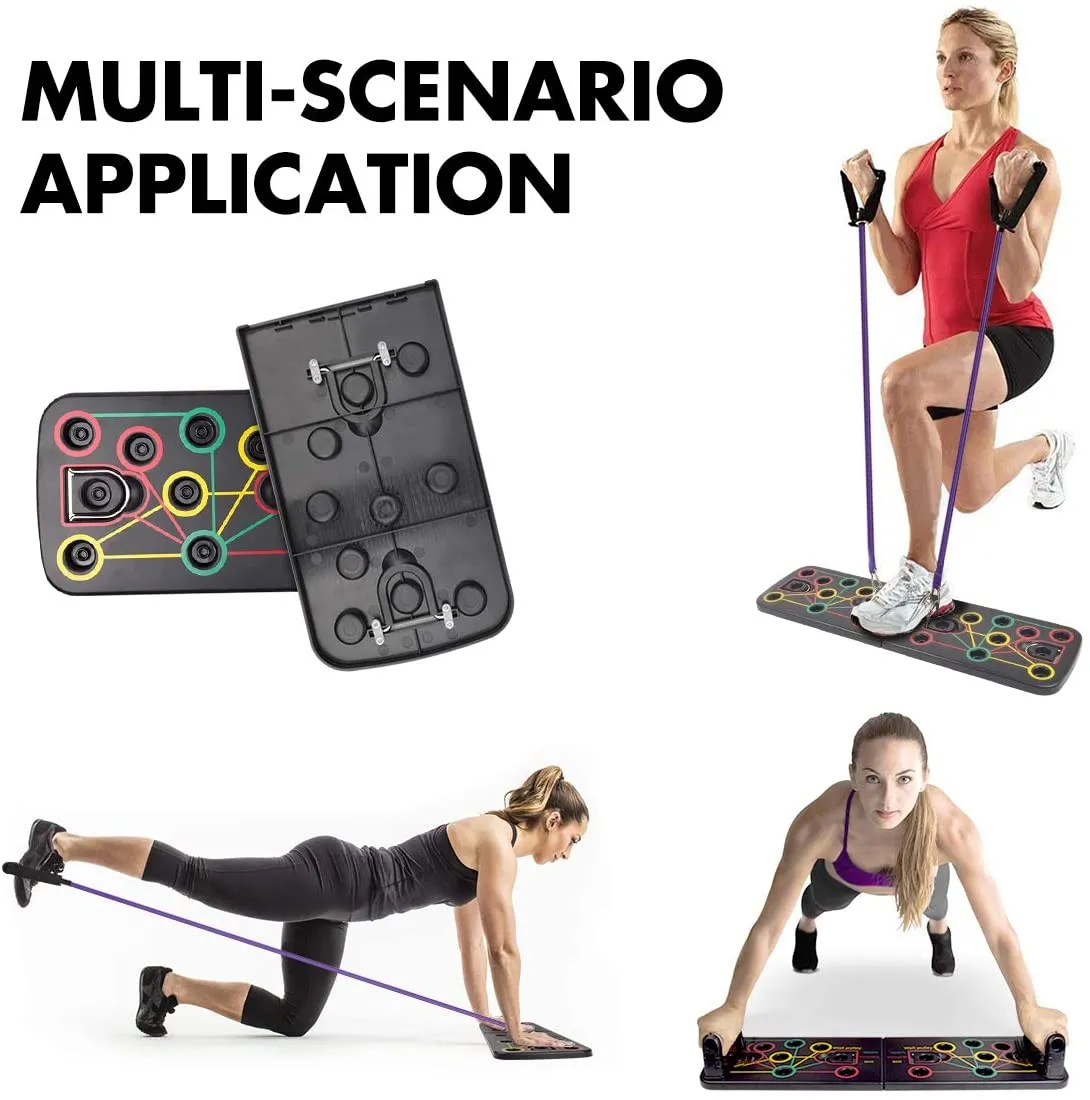 Homlly 13 in 1 Portable Power Press Push Up Workout Board with Resistance Band