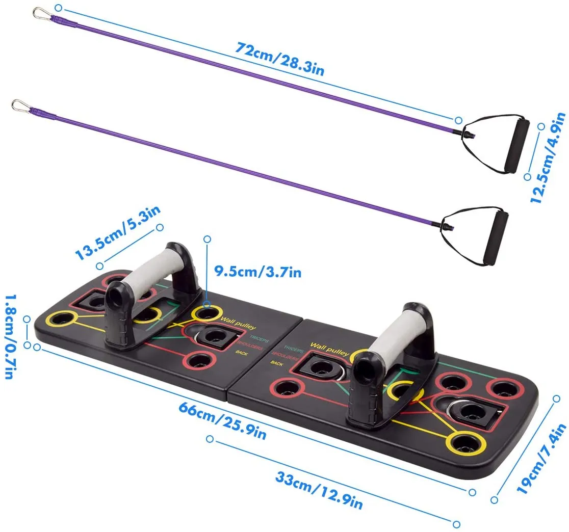 Homlly 13 in 1 Portable Power Press Push Up Workout Board with Resistance Band