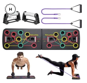 Homlly 13 in 1 Portable Power Press Push Up Workout Board with Resistance Band