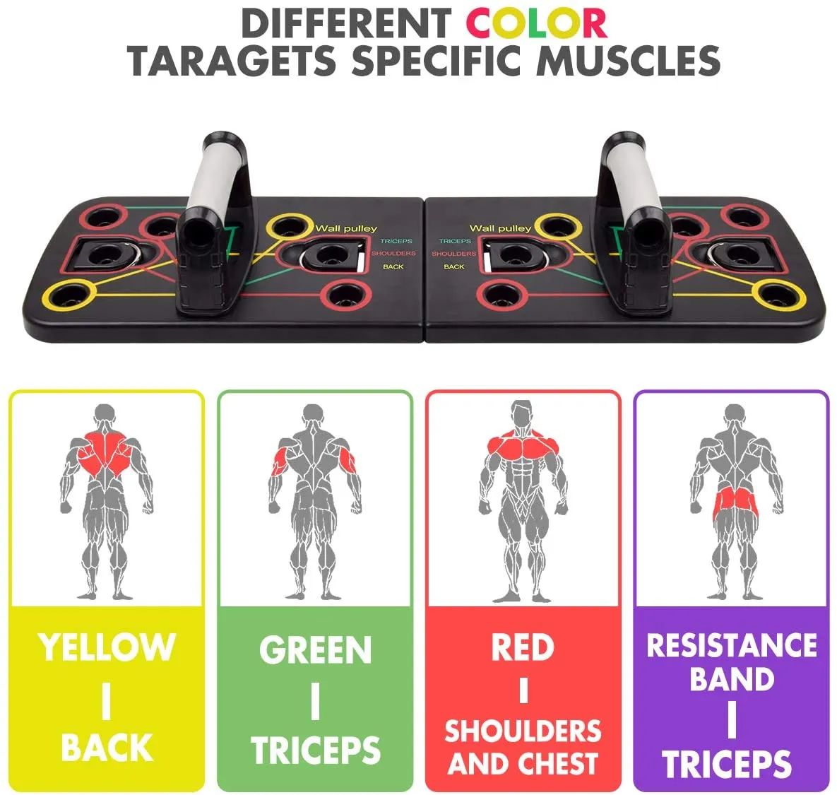 Homlly 13 in 1 Portable Power Press Push Up Workout Board with Resistance Band
