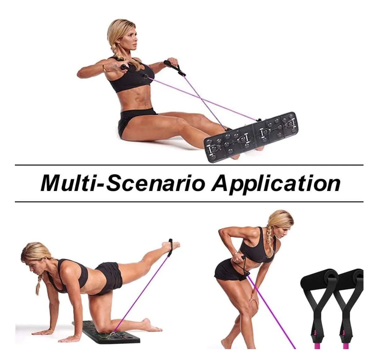 Homlly 13 in 1 Portable Power Press Push Up Workout Board with Resistance Band