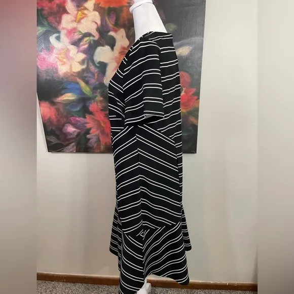Hutch Anthropologie Eleanor Sheath Dress Size 1X Black Stripe Office Career