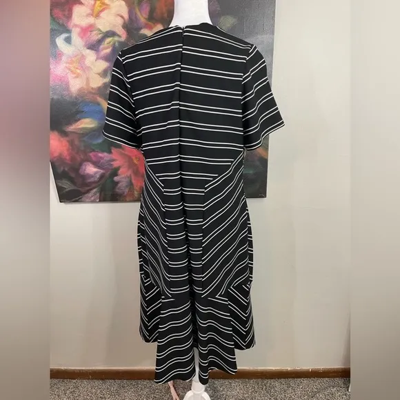 Hutch Anthropologie Eleanor Sheath Dress Size 1X Black Stripe Office Career