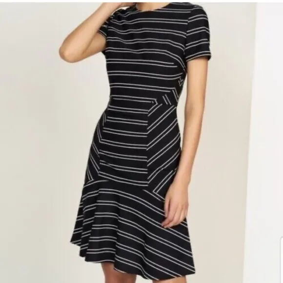 Hutch Anthropologie Eleanor Sheath Dress Size 1X Black Stripe Office Career