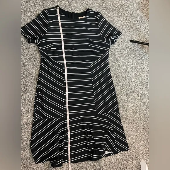 Hutch Anthropologie Eleanor Sheath Dress Size 1X Black Stripe Office Career