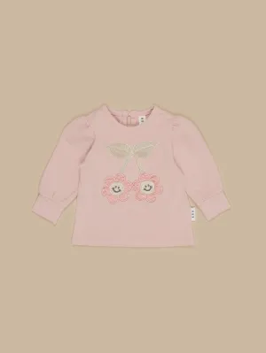 Hux - Smile Flower Puff Top - Light Rose