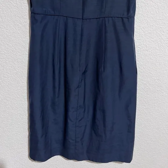 J. Crew Navy &amp; Black Cut Out Keyhole Scoop Neckline Linen Sheath Dress 6