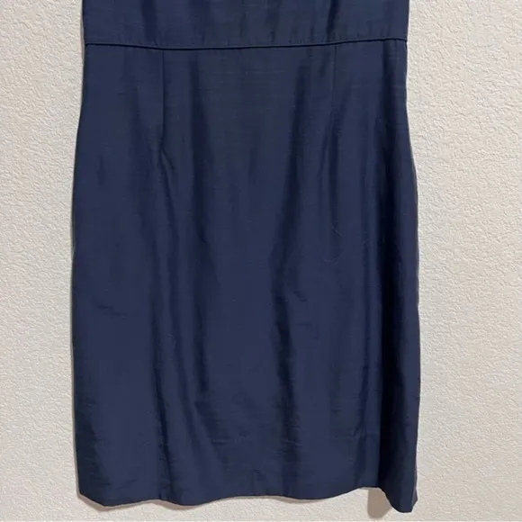 J. Crew Navy &amp; Black Cut Out Keyhole Scoop Neckline Linen Sheath Dress 6