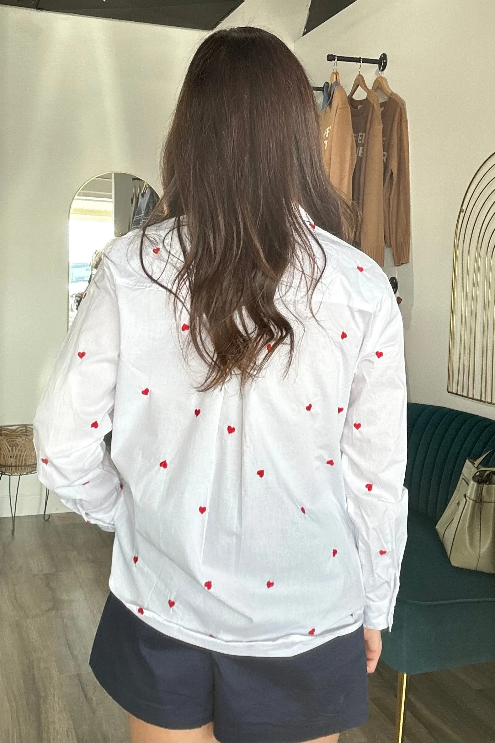 Jackie Poplin Heart Button Down