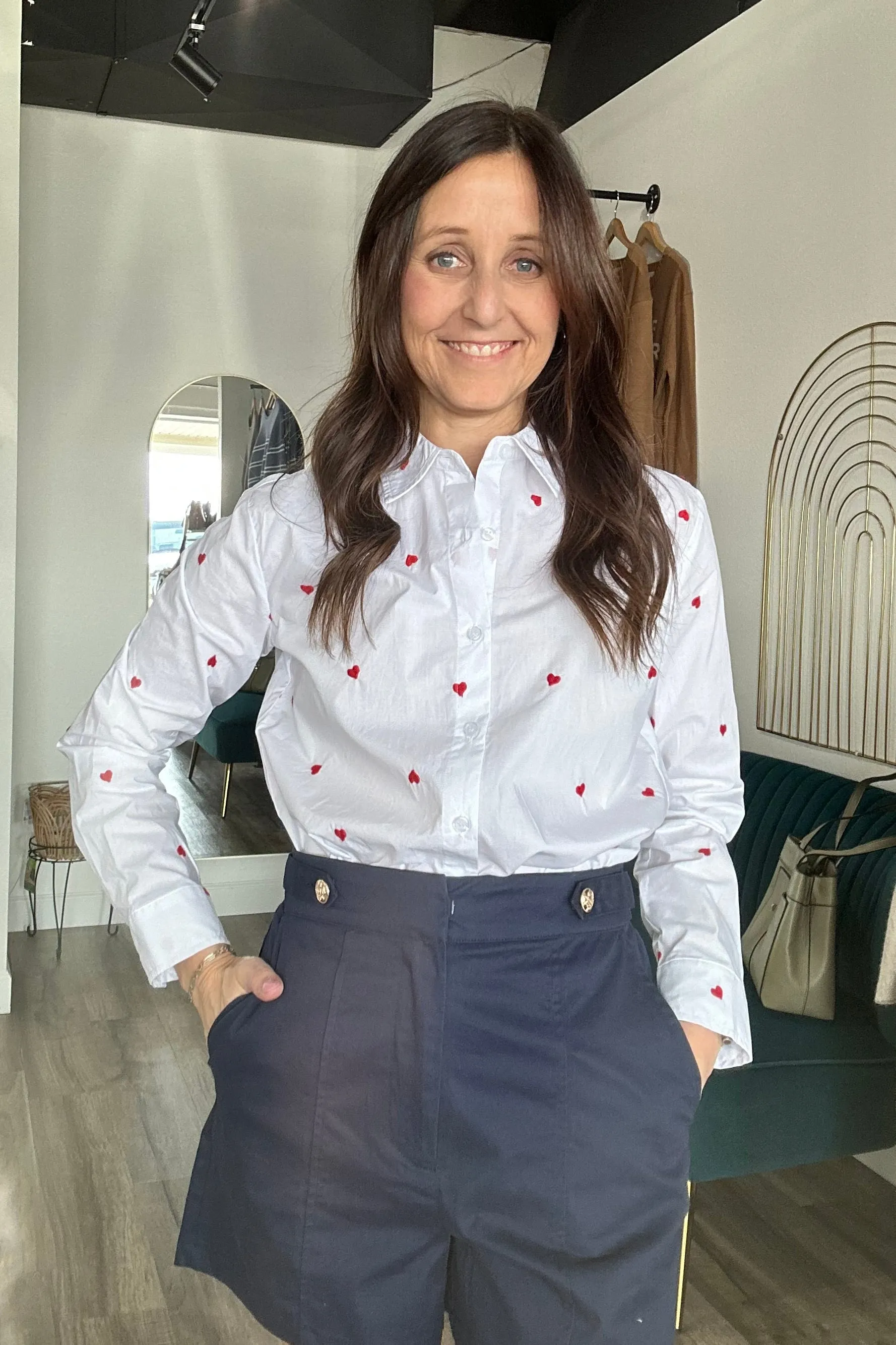 Jackie Poplin Heart Button Down