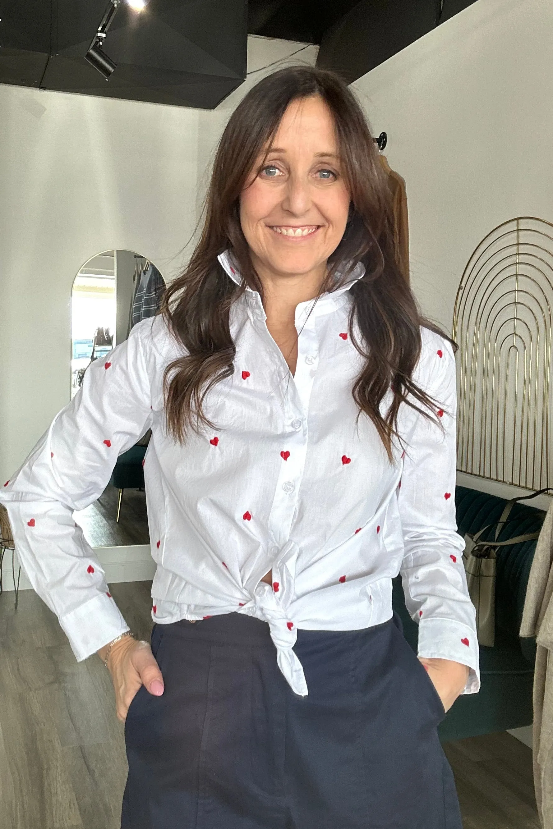 Jackie Poplin Heart Button Down