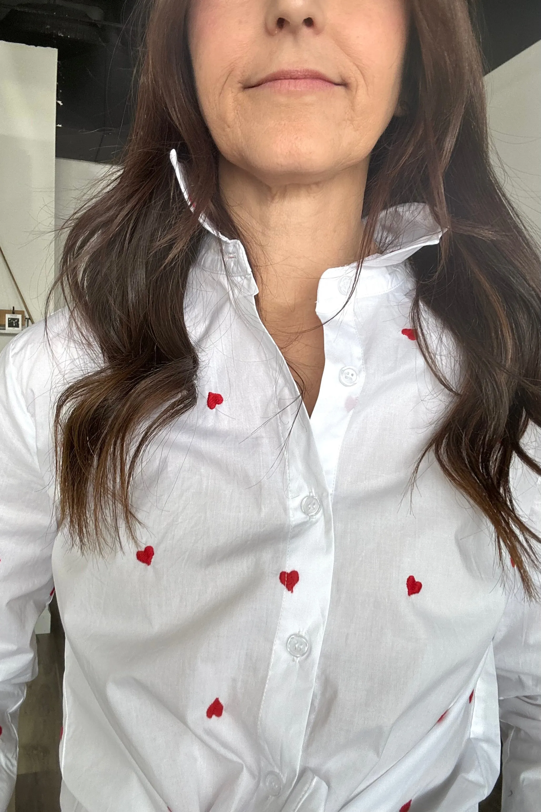 Jackie Poplin Heart Button Down