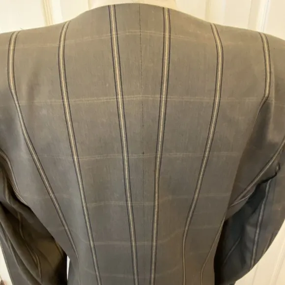 Kasper ASL Business Suit Long Sleeve Dbl Breasted Lined 14 Brn Window Pane NEW
