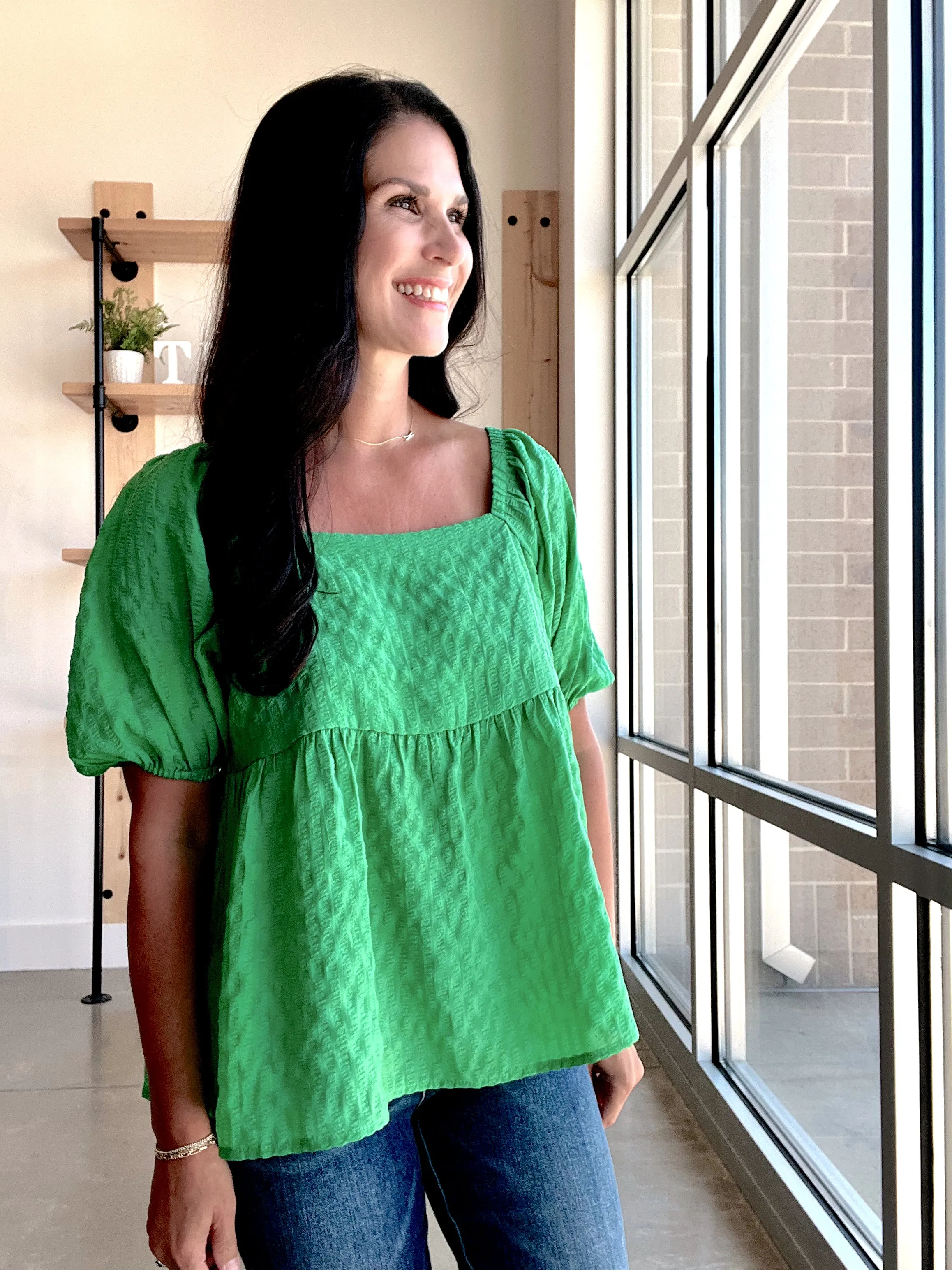 Kelly Green Babydoll Top