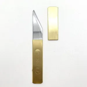 Kiridashi knife with brass handle and sheath (Yoshiharu Hamono)