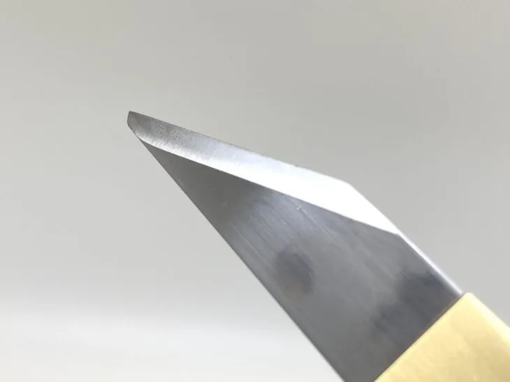 Kiridashi knife with brass handle and sheath (Yoshiharu Hamono)