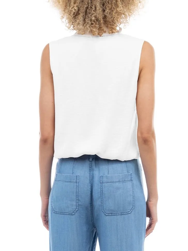 Knotted Sleeveless Top - White