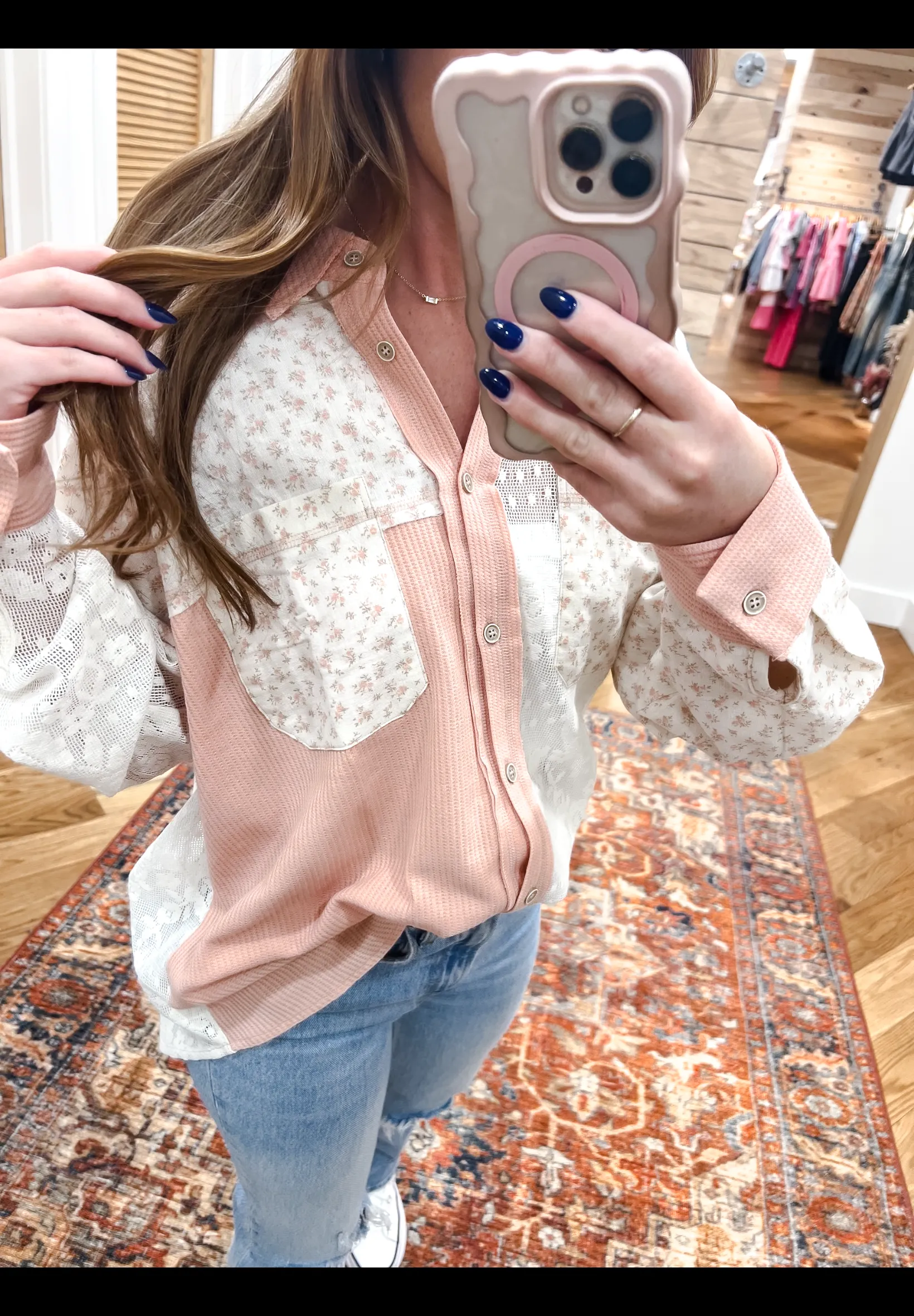 Laced in Bliss Blush Top