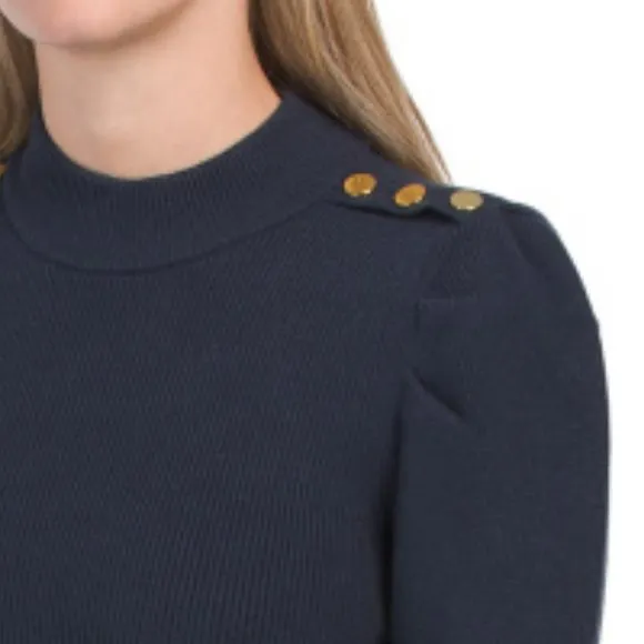 LAUNDRY Ivory Puff Sleeve Mock Neck Sweater  291tn