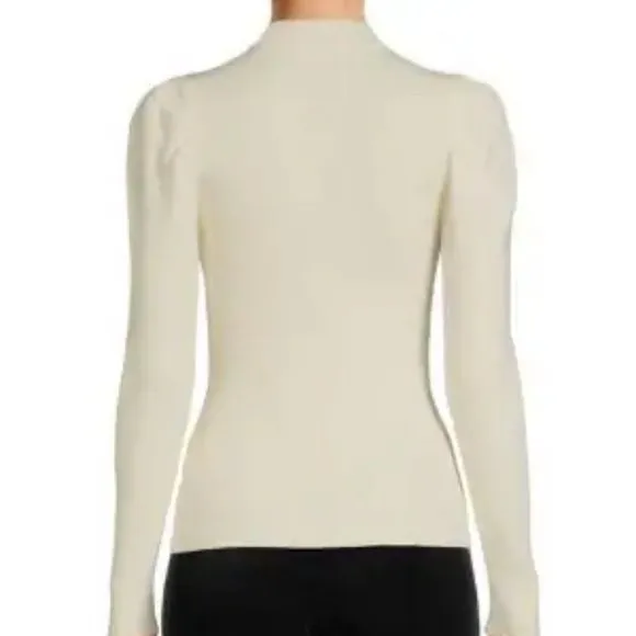 LAUNDRY Ivory Puff Sleeve Mock Neck Sweater  291tn