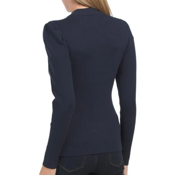 LAUNDRY Ivory Puff Sleeve Mock Neck Sweater  291tn