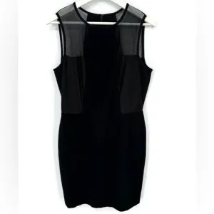 Lauren Ralph Lauren Ponte Mesh Black Dress Sz 12