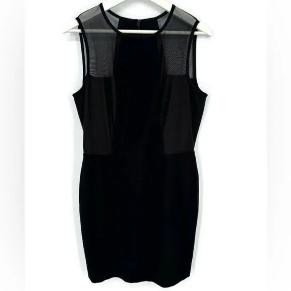 Lauren Ralph Lauren Ponte Mesh Black Dress Sz 12