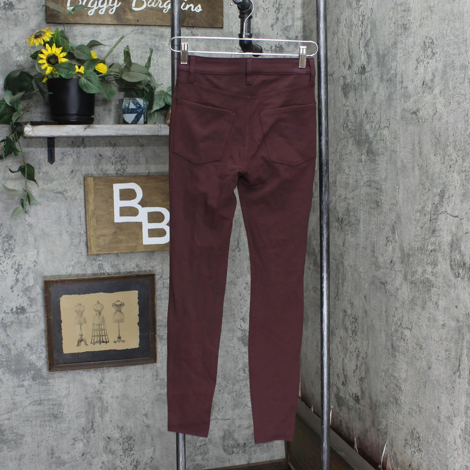 Lc Lauren Conrad High-Waisted Super Skinny Ponte Pants Burgundy Red XS