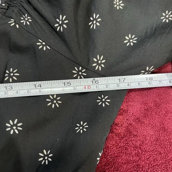 Madewell Sweetheart Puff Sleeve Midi Dress Stardot Size 4 Black White Preppy