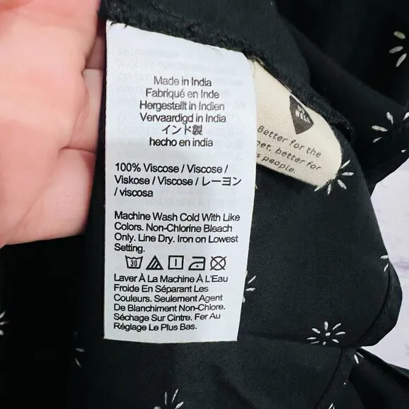 Madewell Sweetheart Puff Sleeve Midi Dress Stardot Size 4 Black White Preppy