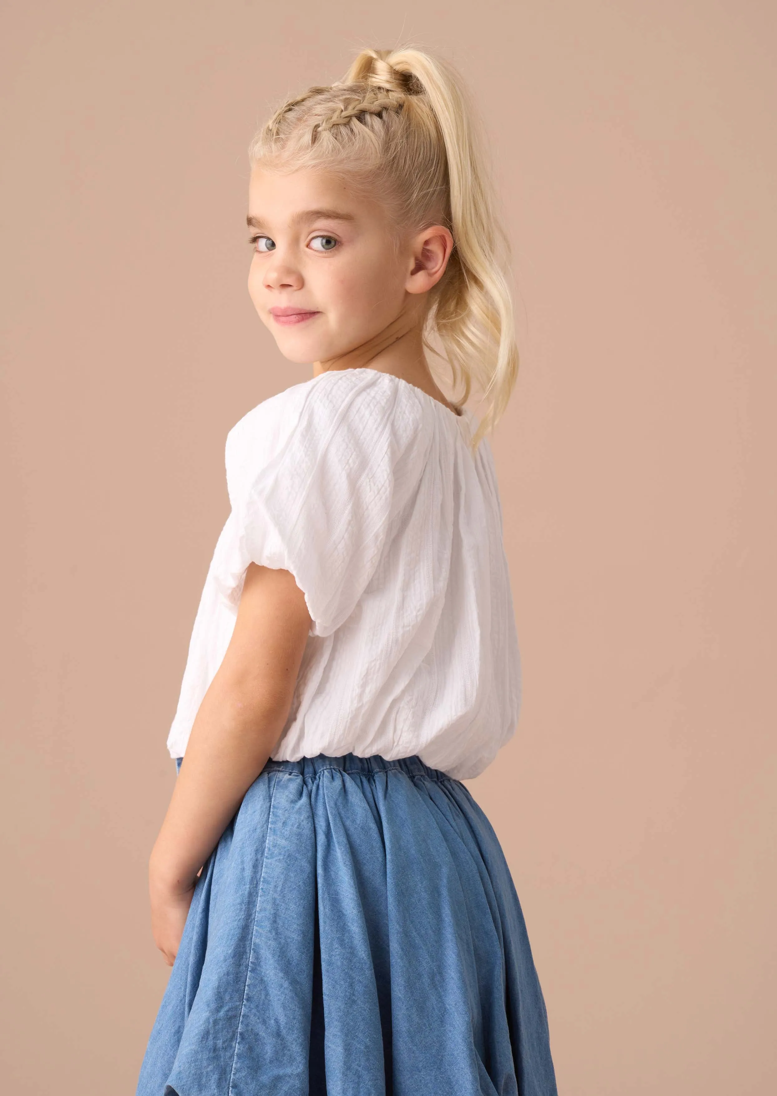 Michela White Bubble Hem Top