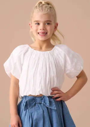 Michela White Bubble Hem Top