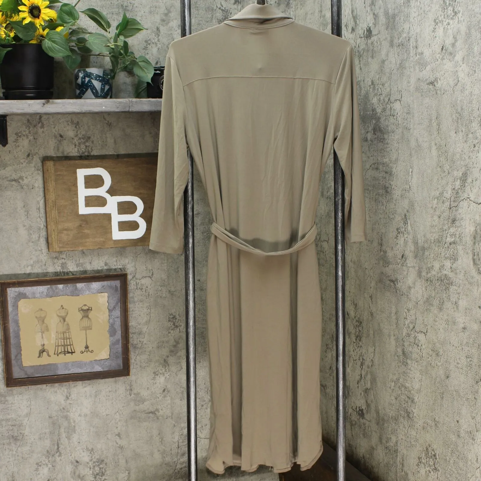 Nina Leonard 3/4-Sleeve Button Down Shirt Dress