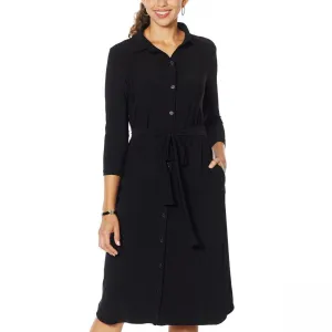 Nina Leonard 3/4-Sleeve Button Down Shirt Dress
