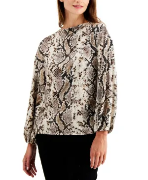 NWT Alfani Plus Size Snakeskin Print Knit Popover Top. 100105268WN Plus 0X