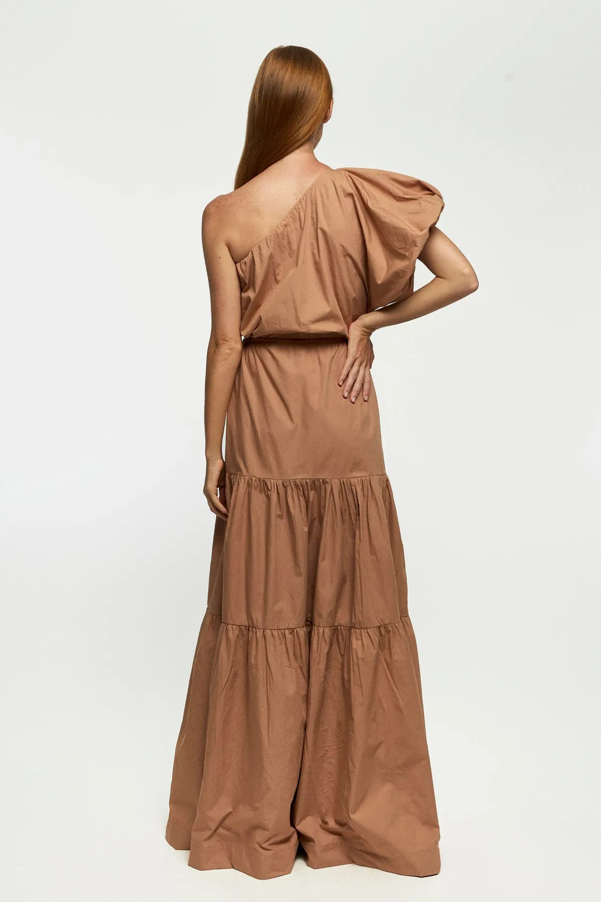 One Shoulder Puff Sleeve Maxi