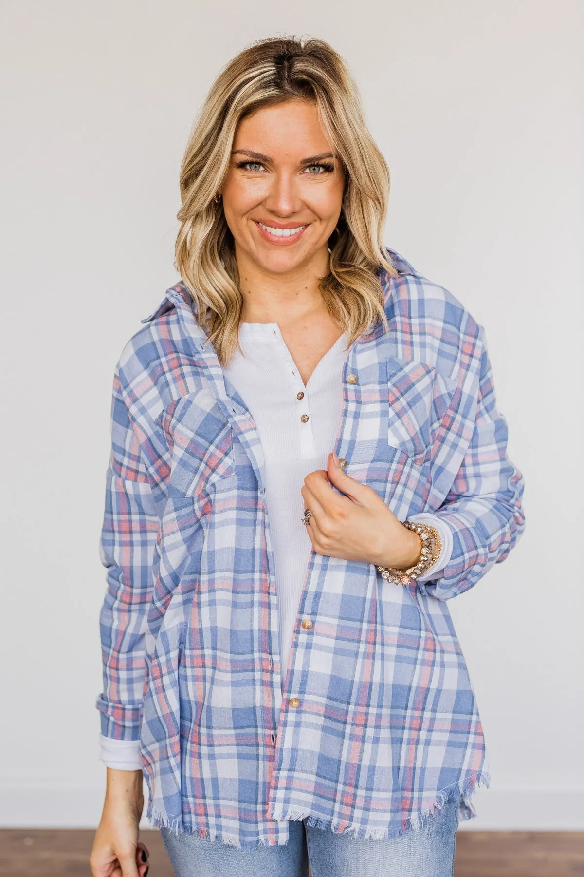 Only Thing I Dream Of Plaid Top- Blue