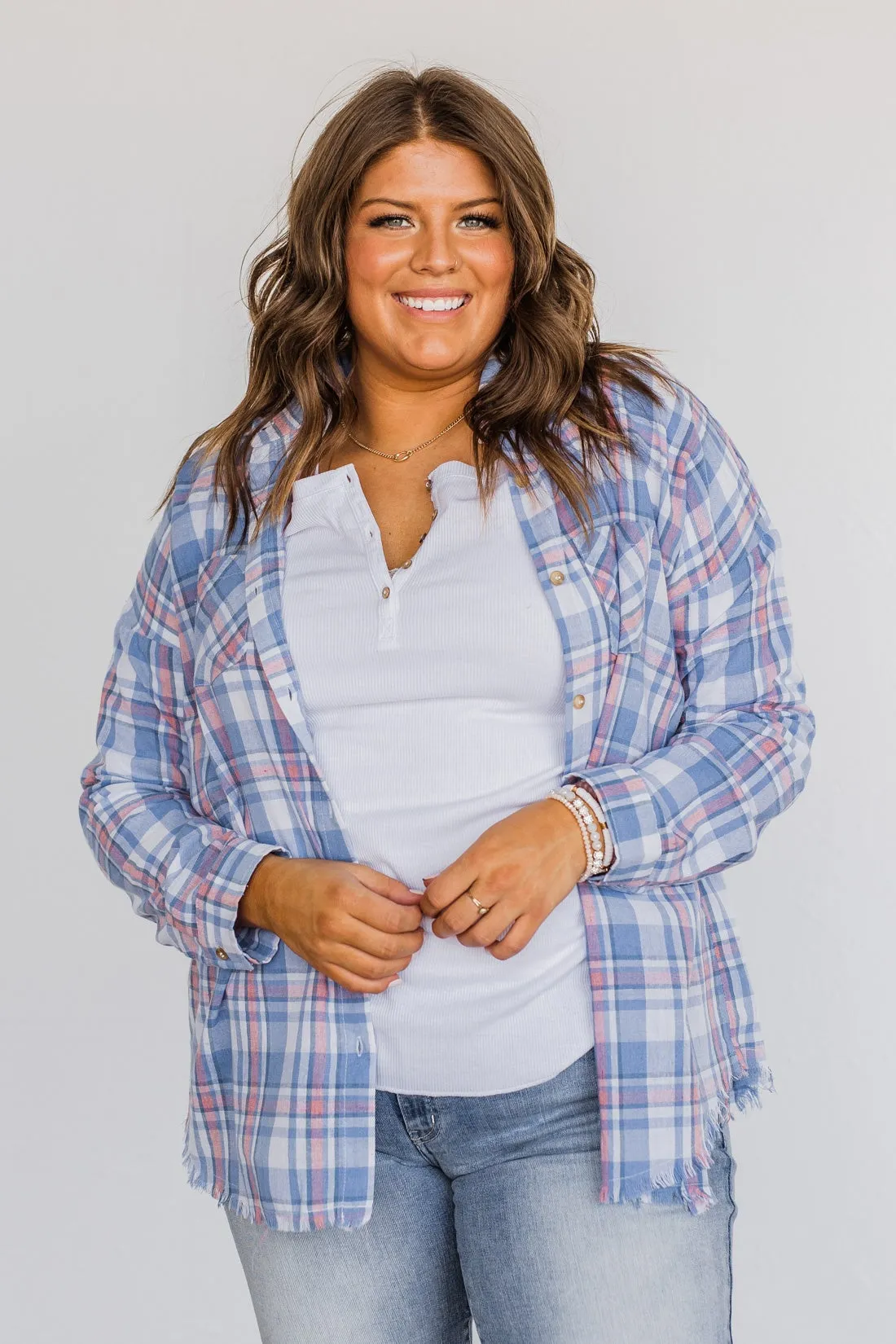 Only Thing I Dream Of Plaid Top- Blue