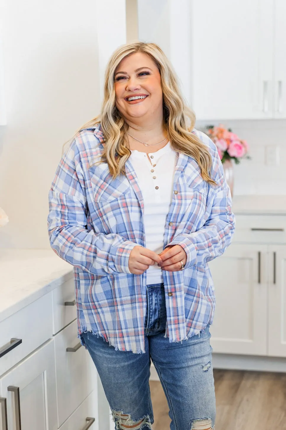 Only Thing I Dream Of Plaid Top- Blue