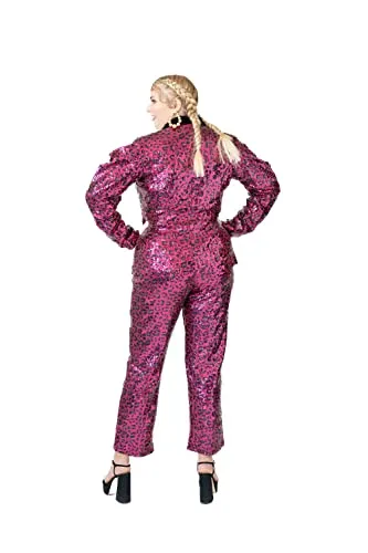 Pantora Women's Selena Sequin Blazer, Pink Leopard, Small
