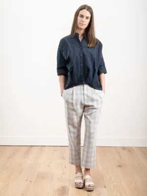 pleat hem kimono top - navy