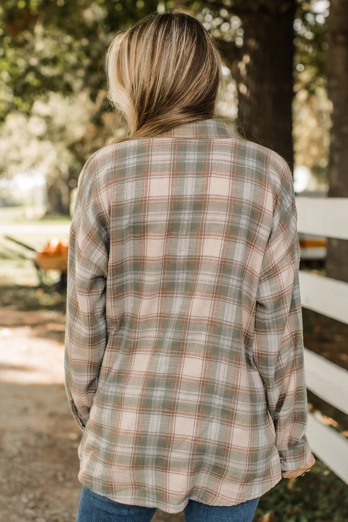 Prone To Wander Plaid Button Top- Spruce