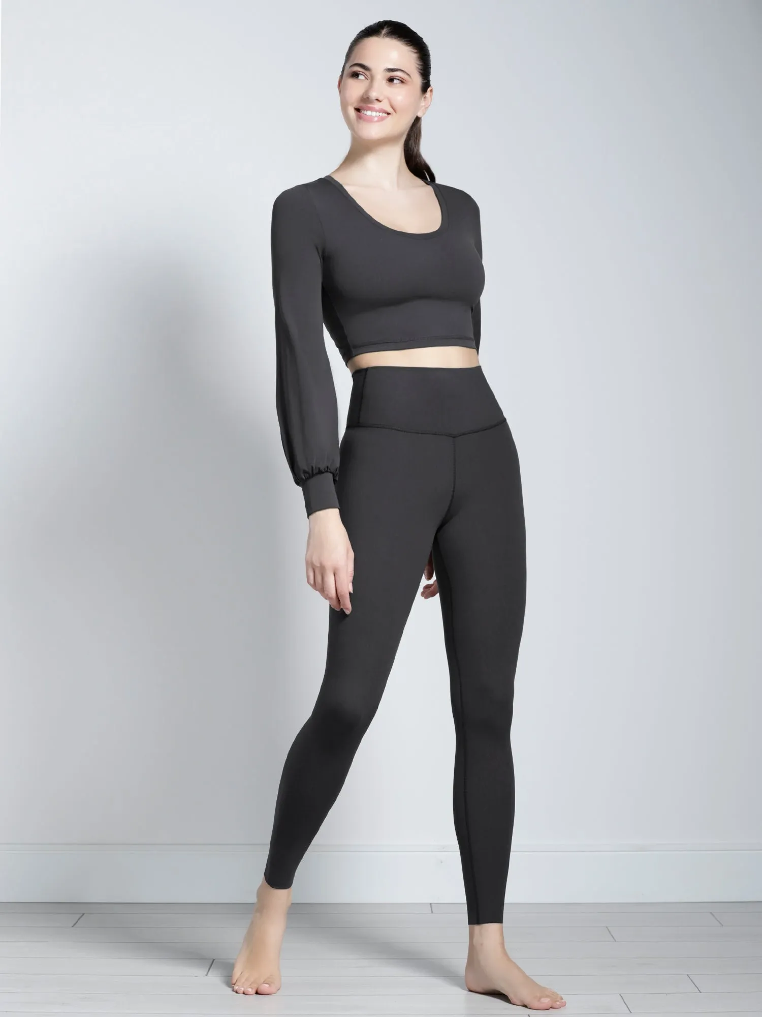 PUFF SLEEVE CROPPED TOP, LIMESTONE