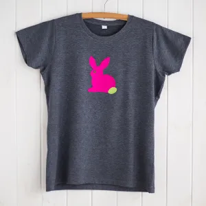Rabbit Applique T-shirt - womens fit - Grey