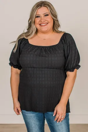 Real Romance Puff Sleeve Top- Black