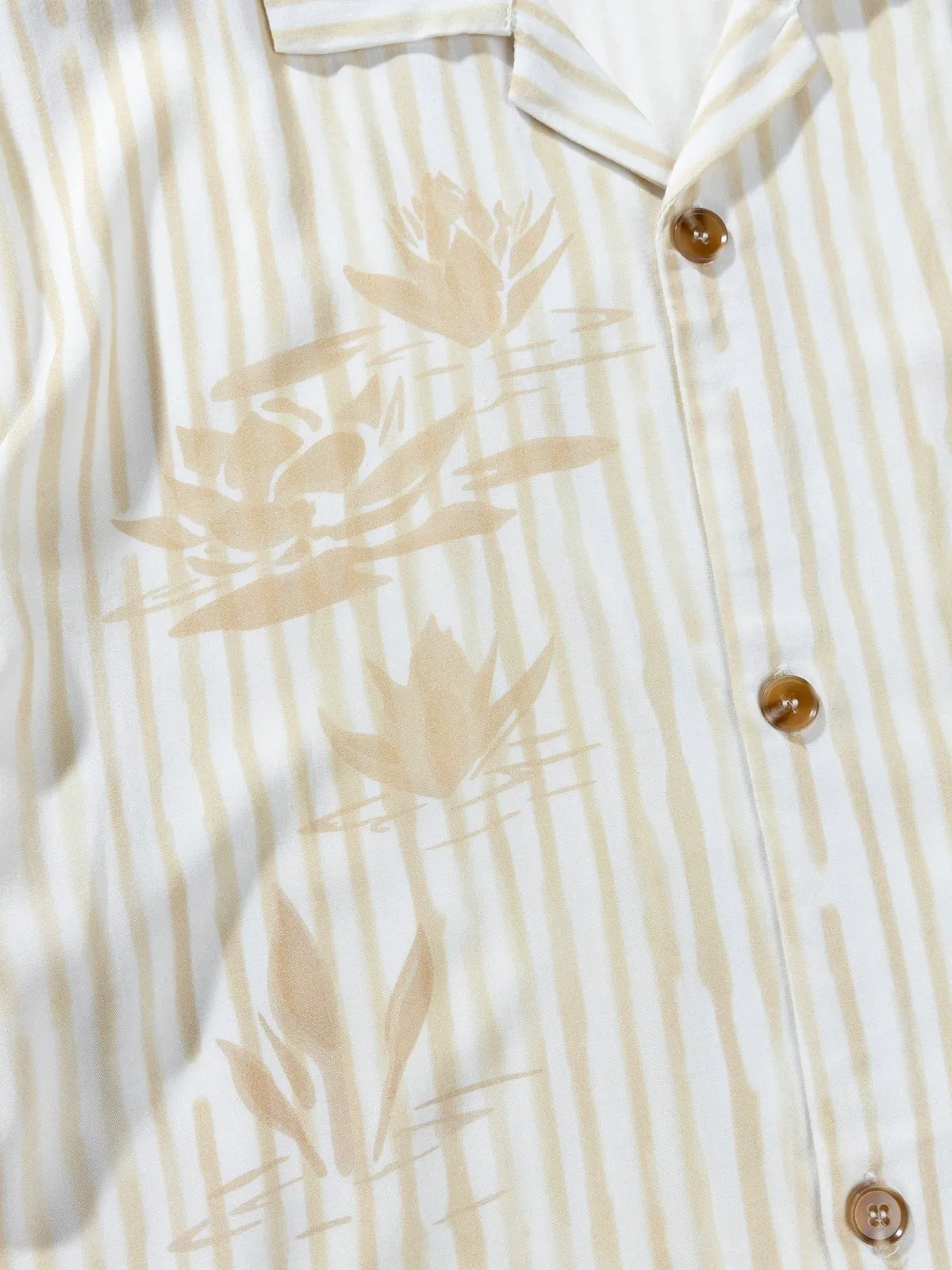 Rhythm Lily Stripe Cuban SS Shirt - Camel