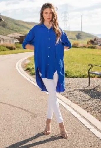 Royal Blue Oversize Button Down Shirt