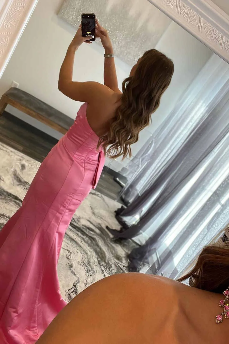 Roycebridal Side Slit Red Strapless Long Prom Dress
