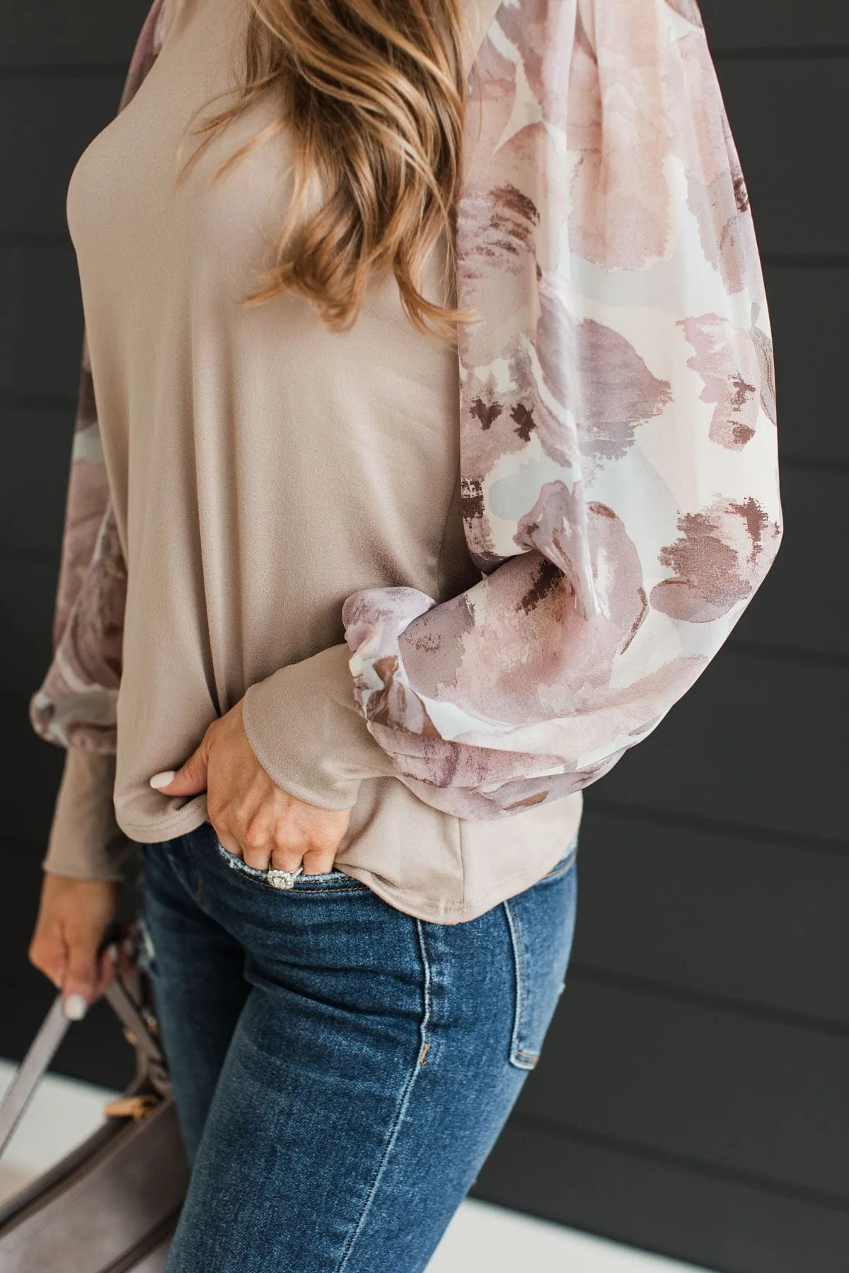 Simply Darling Puff Sleeve Top- Taupe
